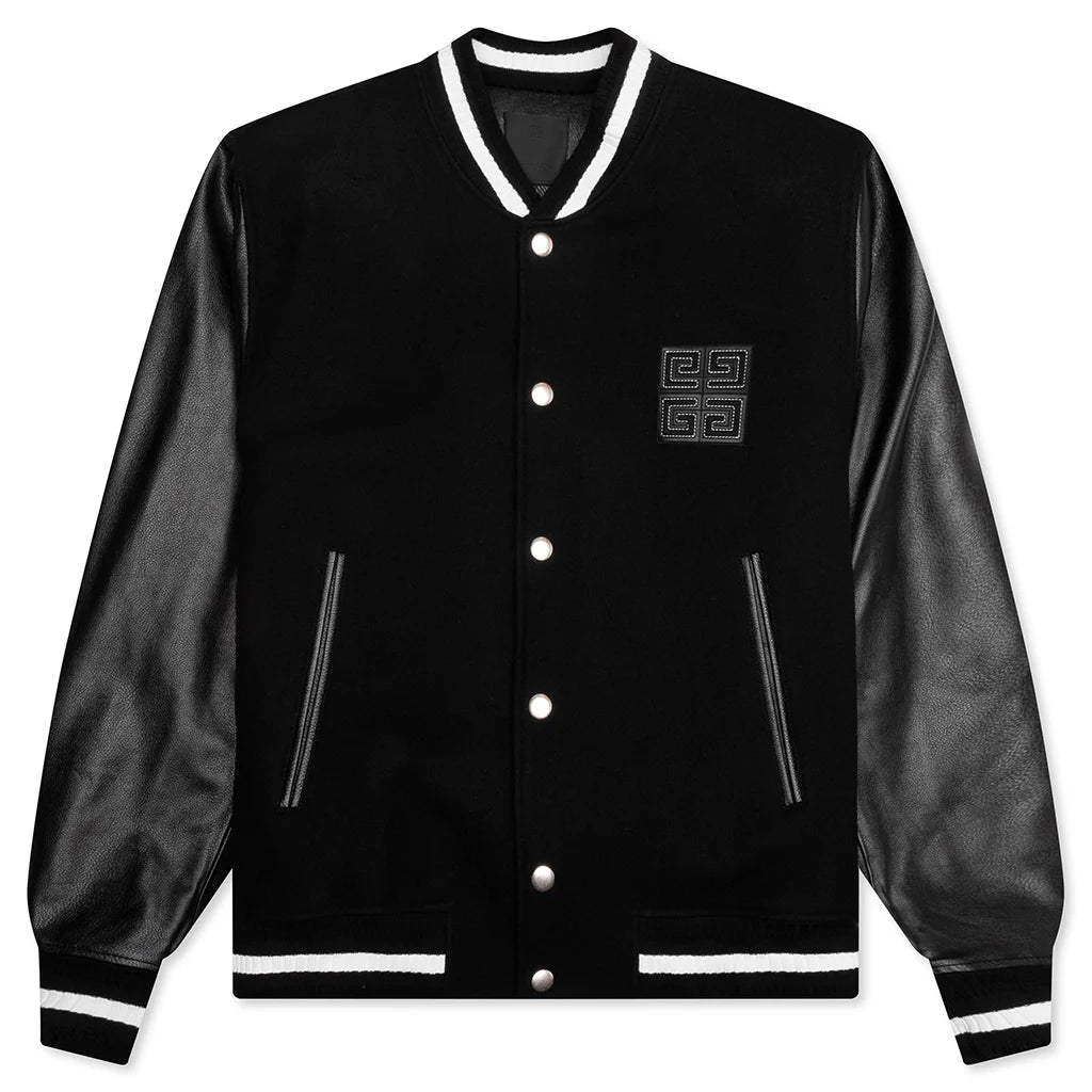 Wool and Leather 4G Varsity Jacket Black