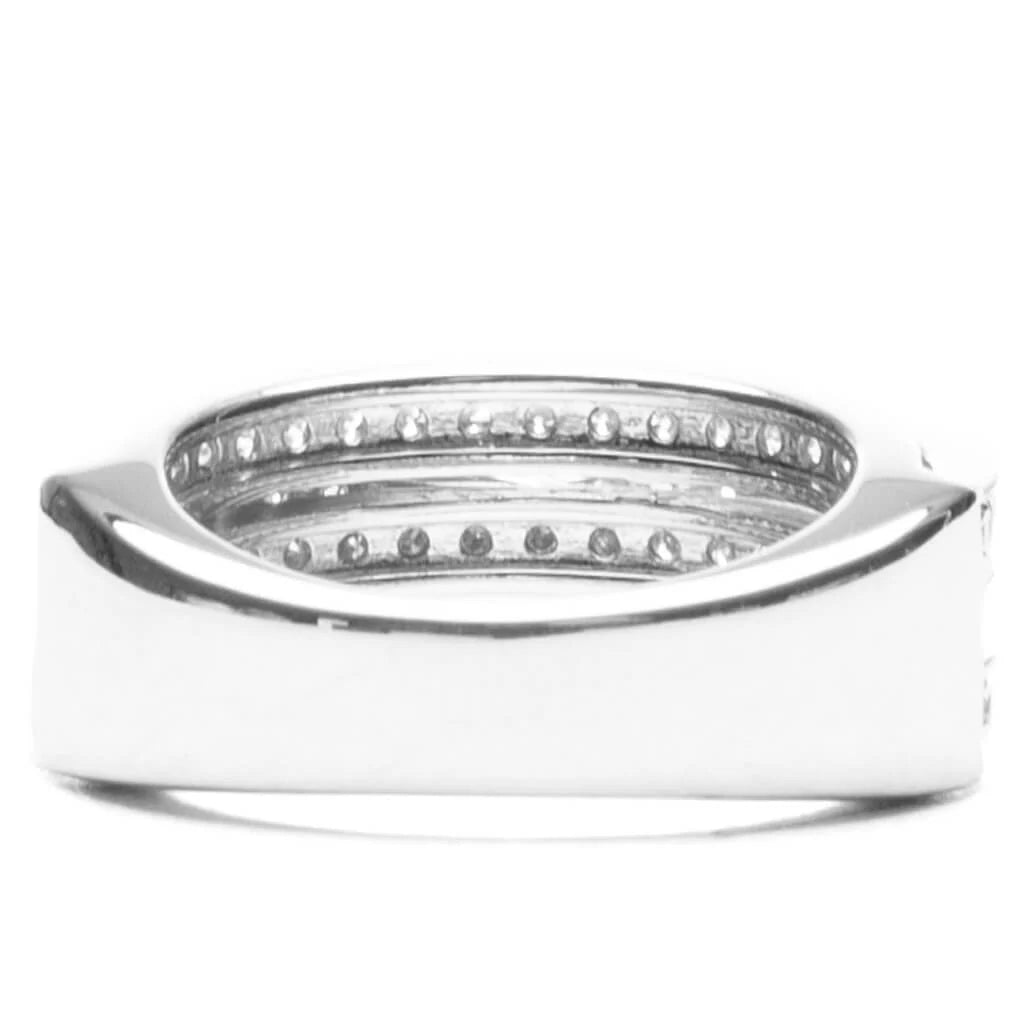 Orb Ring Slim Clear White 925 Sterling Silver