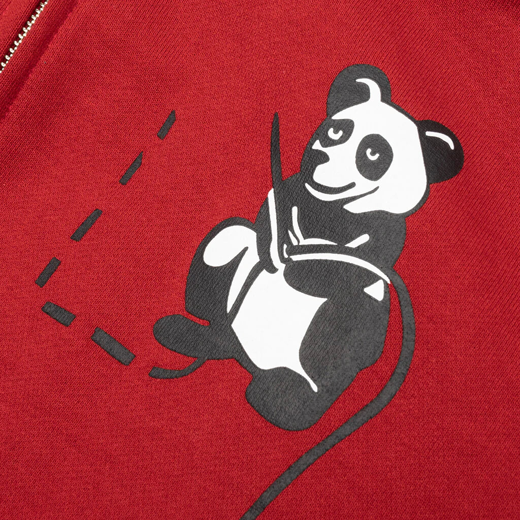 Color Camo Panda Full Zip Hoodie Red
