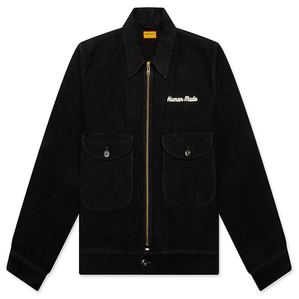 Zip Up Work Jacket Black