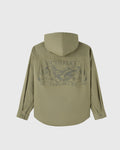 Hooded Button Up Shirt Olive Green