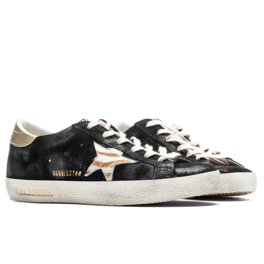 Womens Super Star Sneakers Black White White Beige Zebra