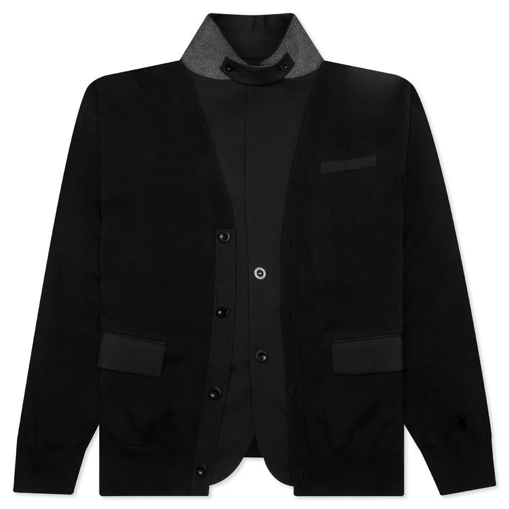Knit x Suiting Cardigan Black