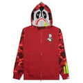 Color Camo Panda Full Zip Hoodie Red