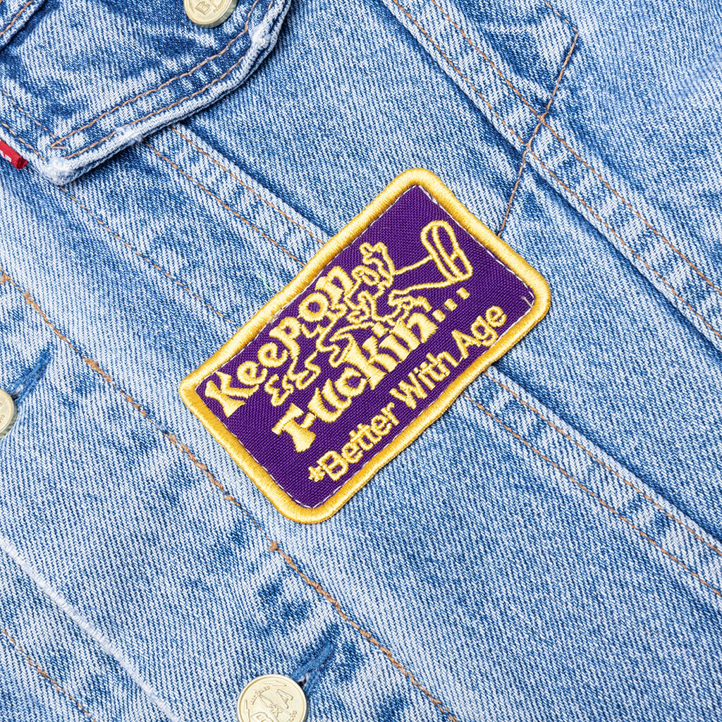 Charlatan Reversible Denim Baseball Jacket Indigo