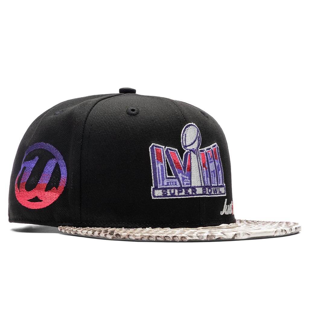 Just Don x Usher Super Bowl LVIII 9FIFTY Snapback Hat Black Natural Python