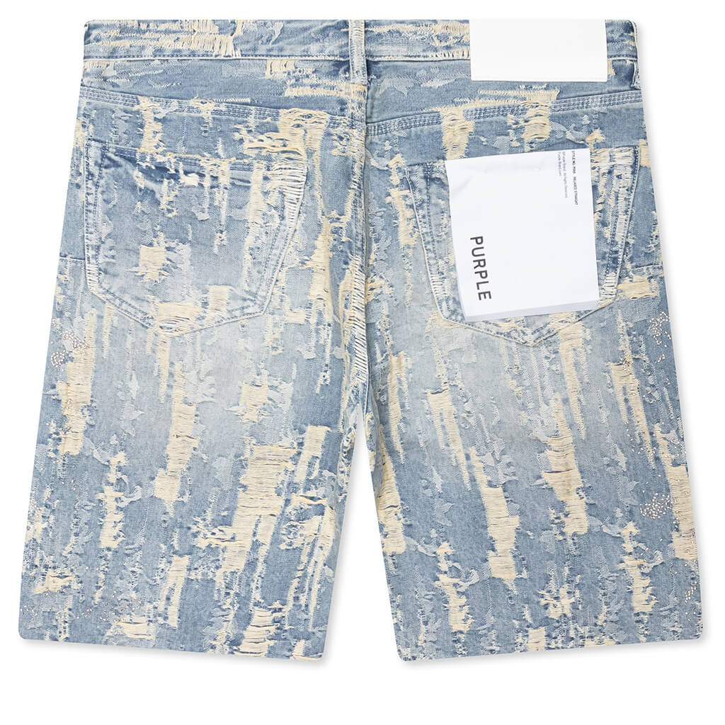 Bead Splatter Destroy Shorts Light Indigo