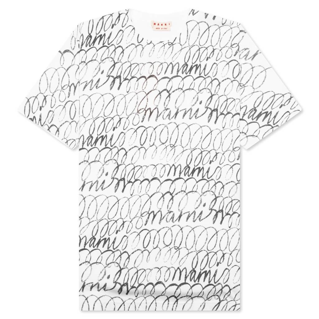 Scribble Motif T Shirt Lily White