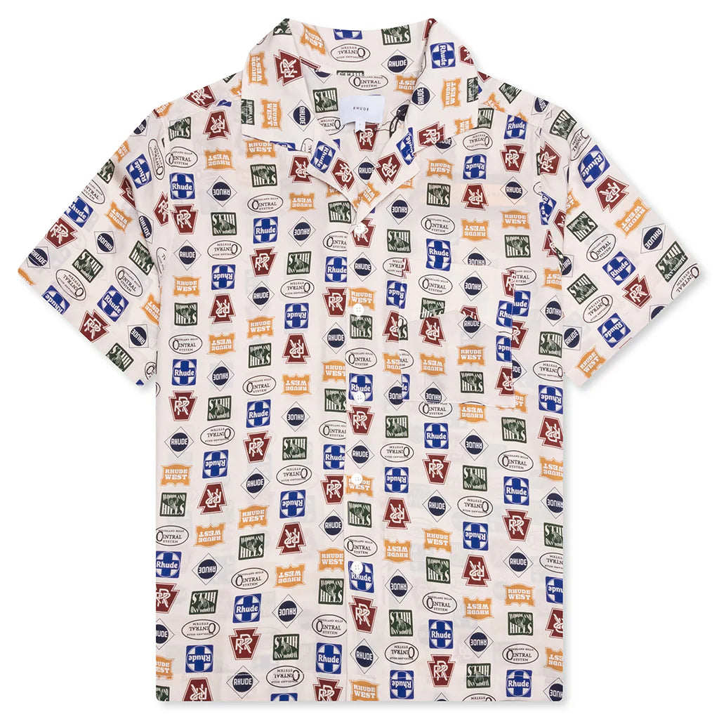 Trucker Print Silk Shirt Multi