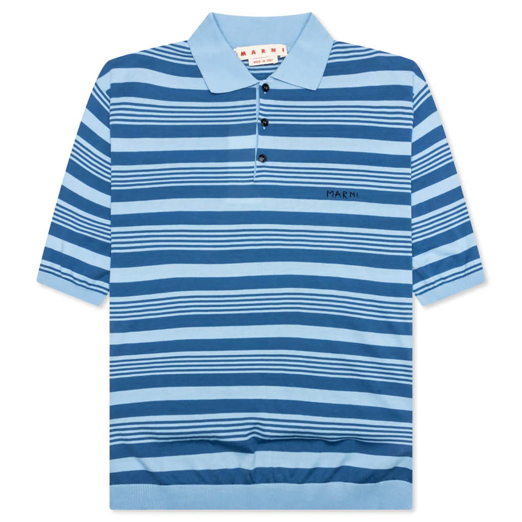 Mixed Striped Polo Shirt Azure