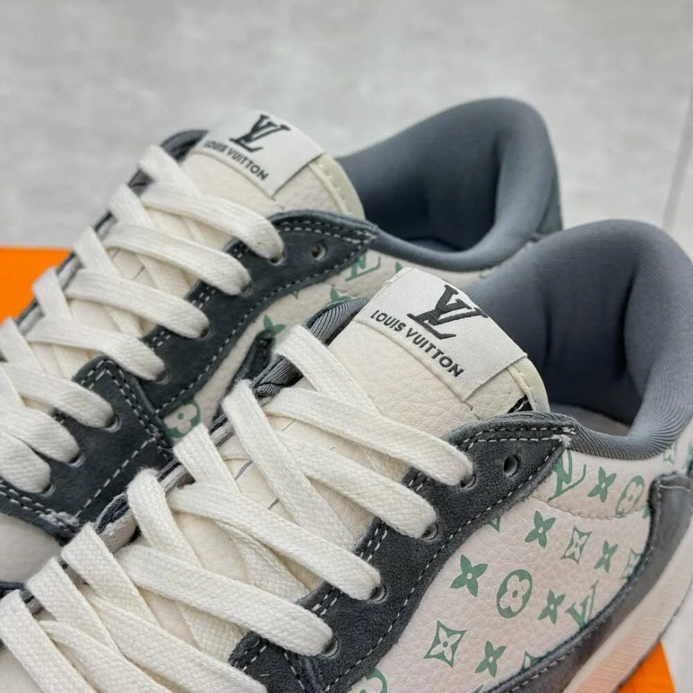 Louis Vuitton x Nike Air Jordan 1 Low Green Monogram Suede Custom