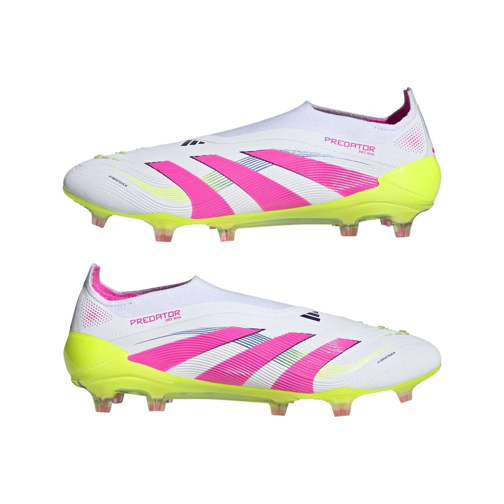 adidas Predator Elite Laceless FG Laceless Firm Ground Soccer Cleats White Lucid Pink Lucid Lemon
