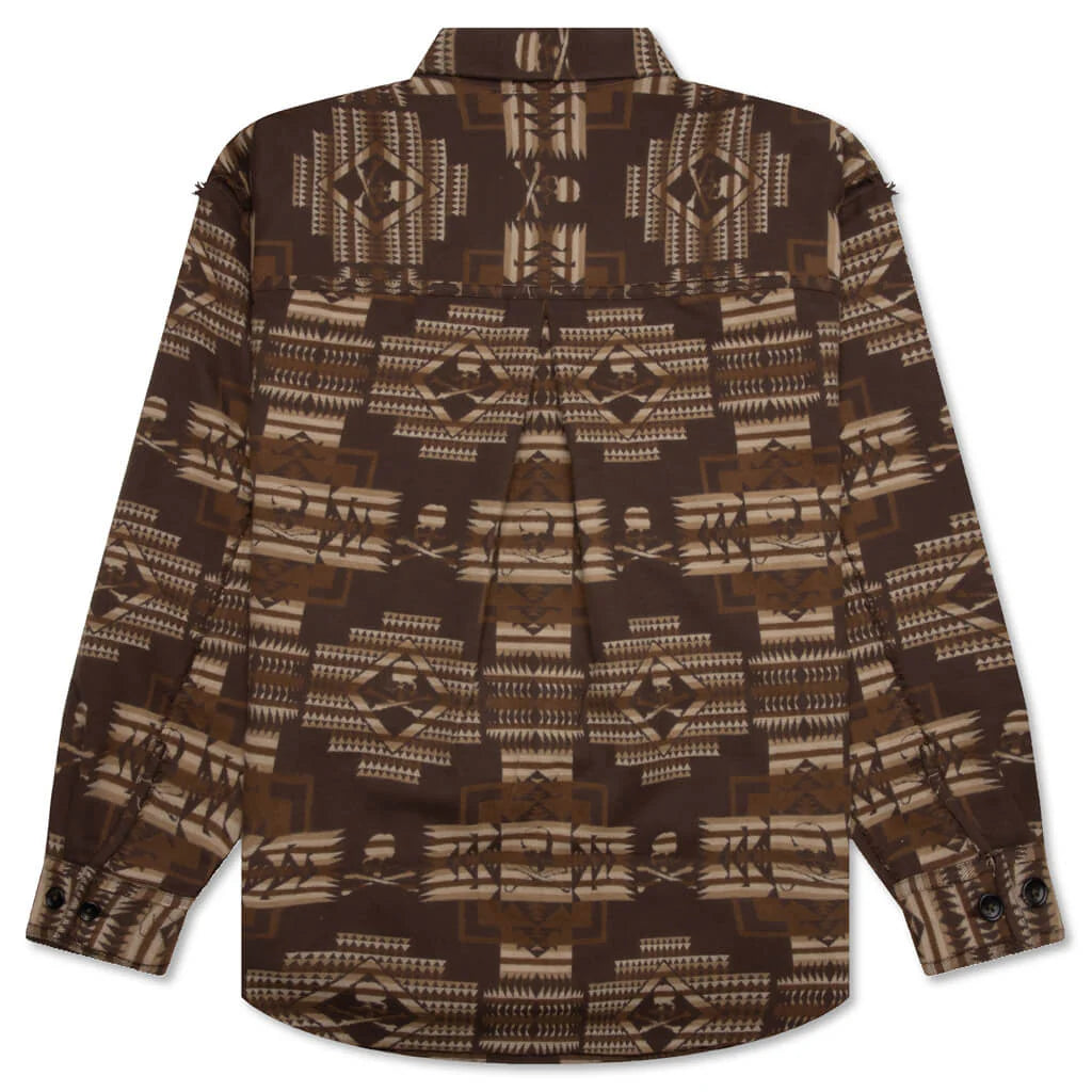 Chimayo Jacquard Button Down Shirt Brown