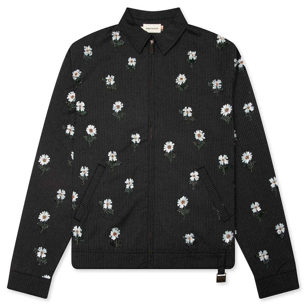 Flowers Beaded Jacket Black