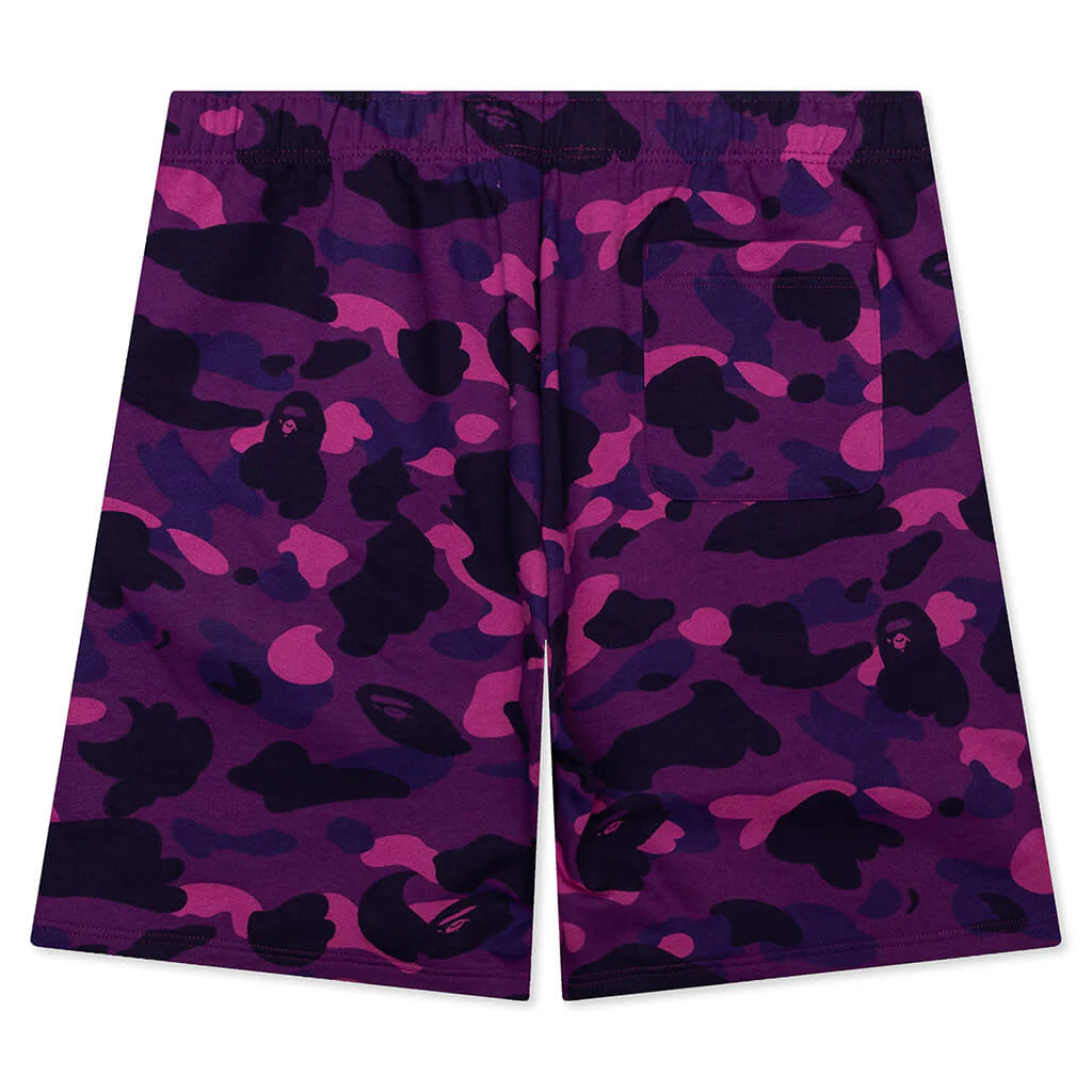Color Camo Shark Sweat Shorts Purple