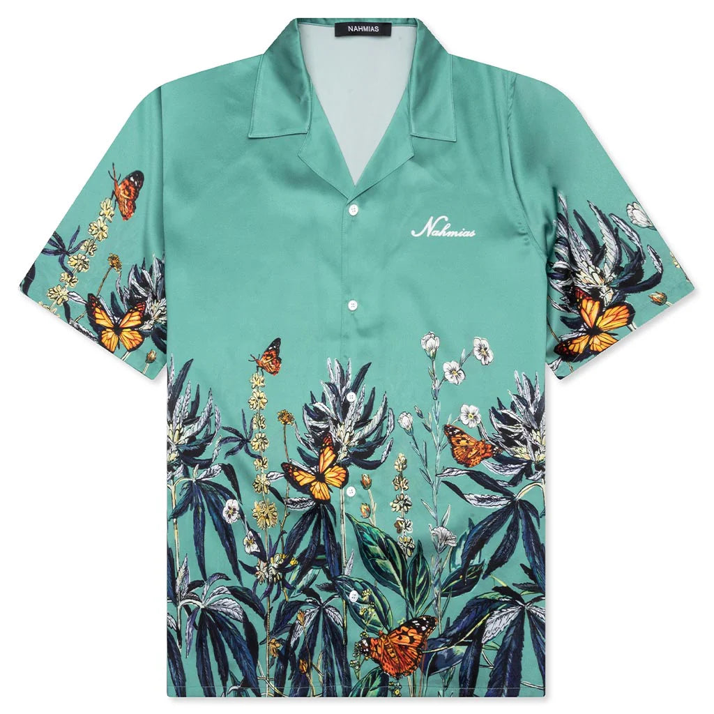 Botanical Silk S S Shirt Ocean Botanical