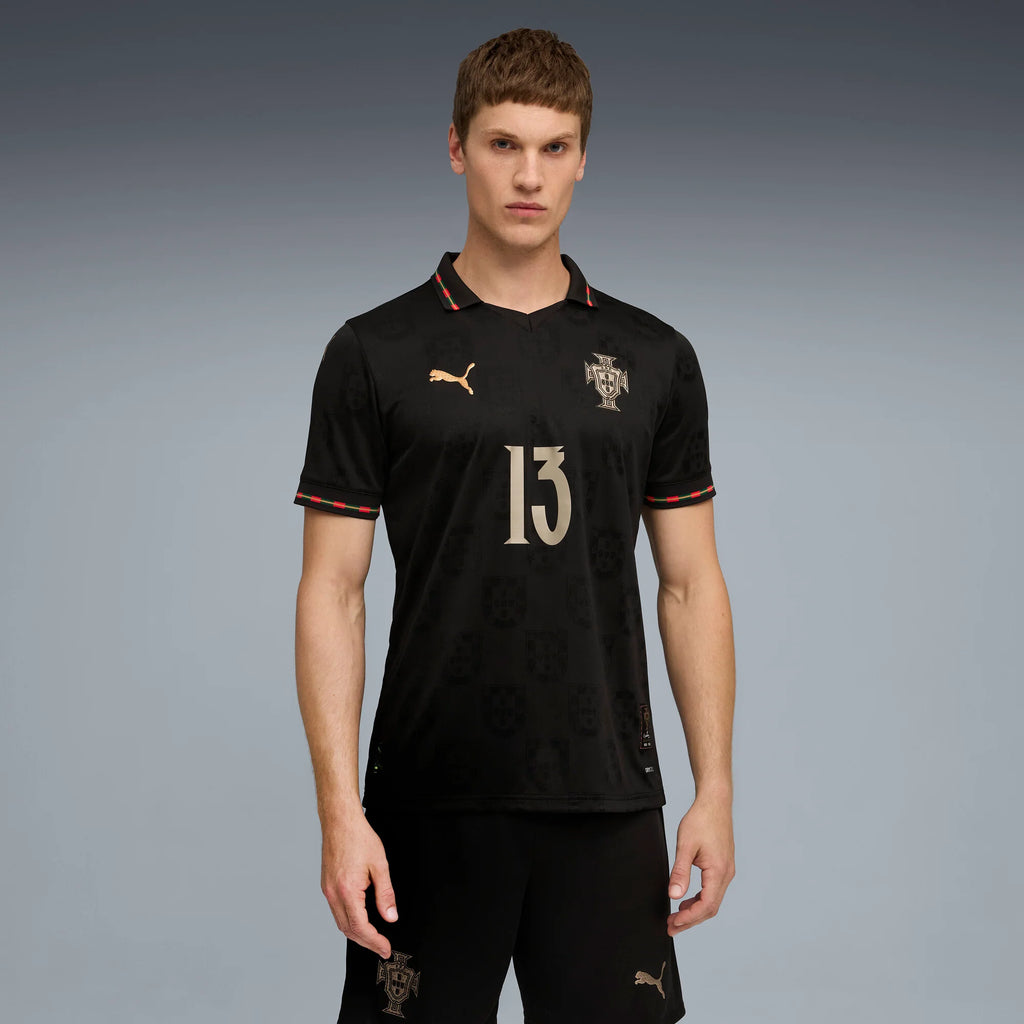 PUMA Portugal SE Authentic W BOX Mens Soccer Jersey 26 Black Gold