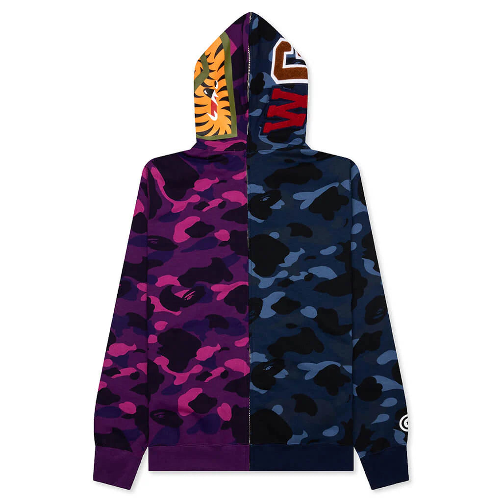 Color Camo Separate Shark Full Zip Hoodie Multi