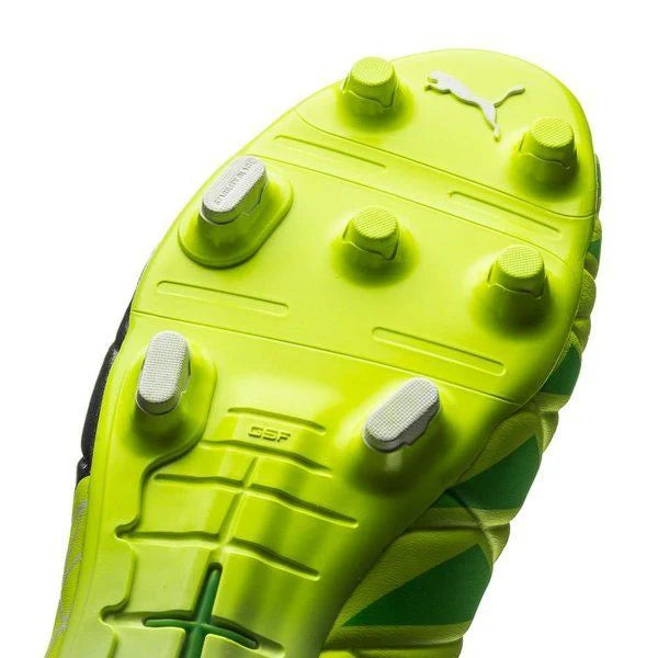 PUMA Evoaccuracy 1 FG Firm Ground Soccer Cleats Fluo Yellow Peacoat White