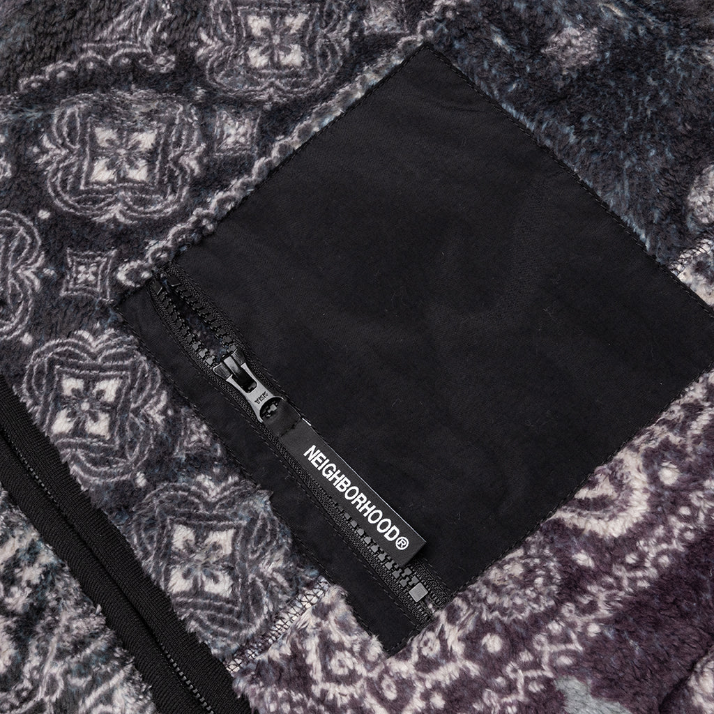 Bandana Pattern Fleece Jacket Black