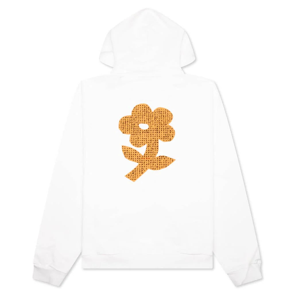 Organic Cotton Hoodies With Wordsearch Flower Print Natural White