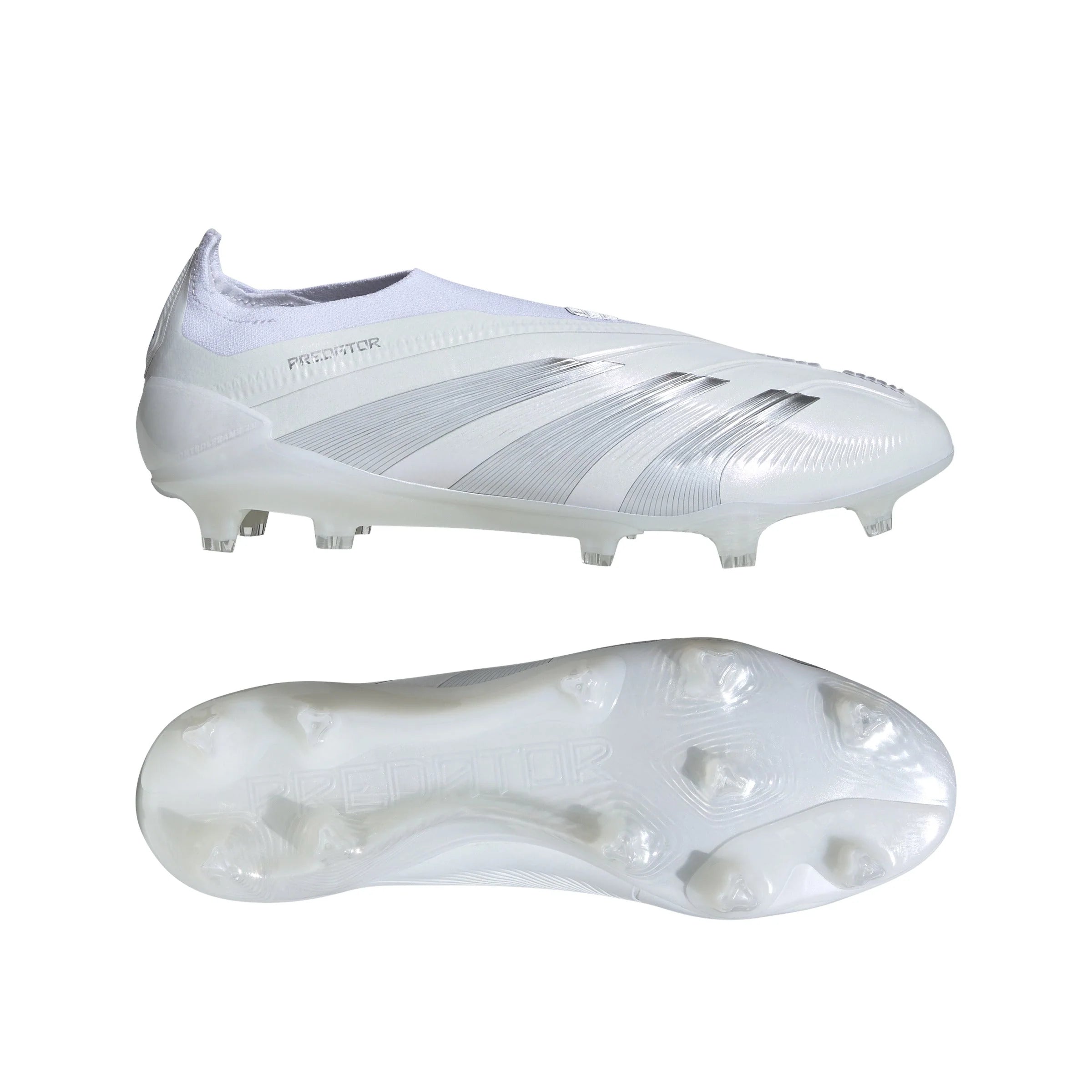 adidas Predator Elite Laceless FG Firm Ground Soccer Cleats White Silver Metallic White