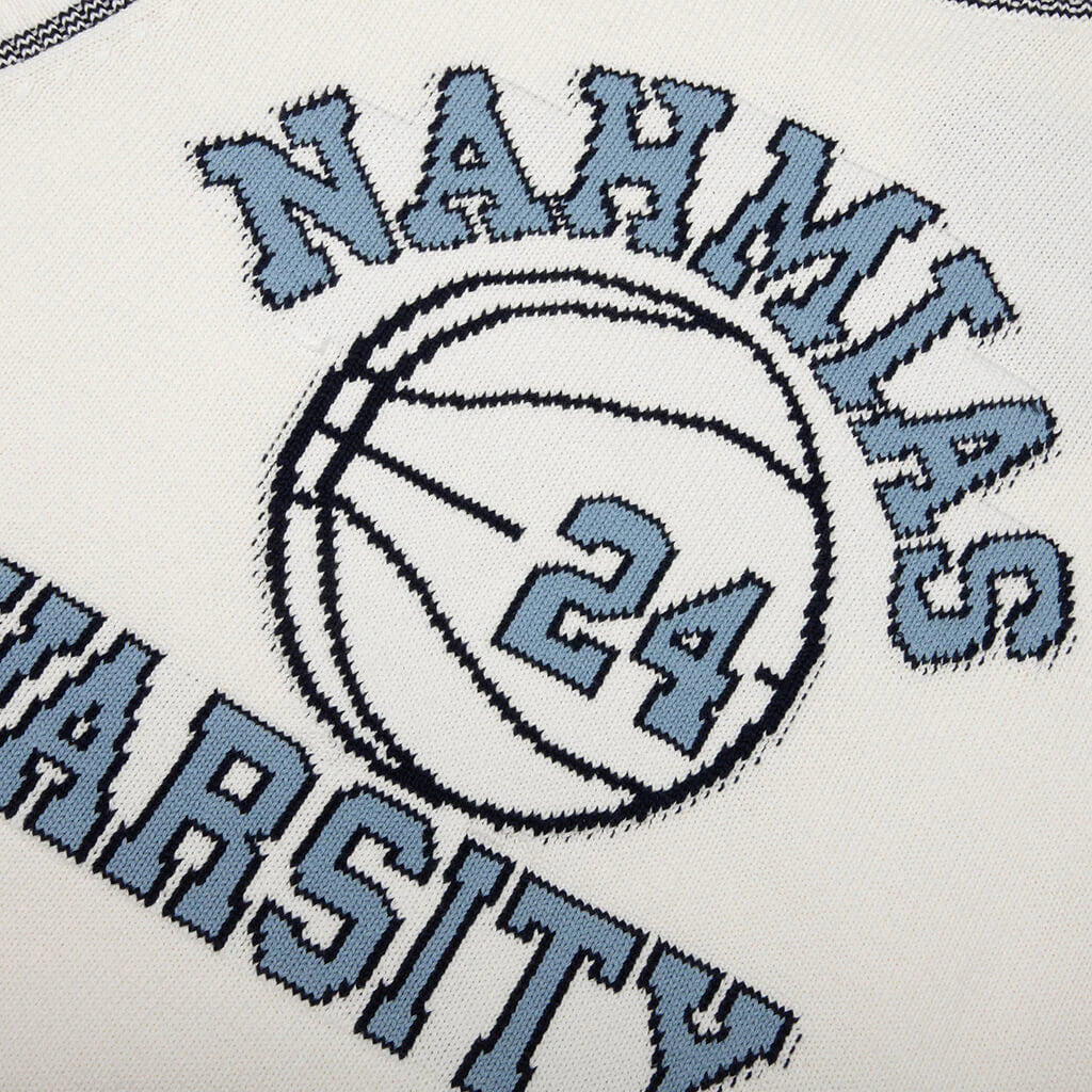Knit Varsity Basketball Jersey White