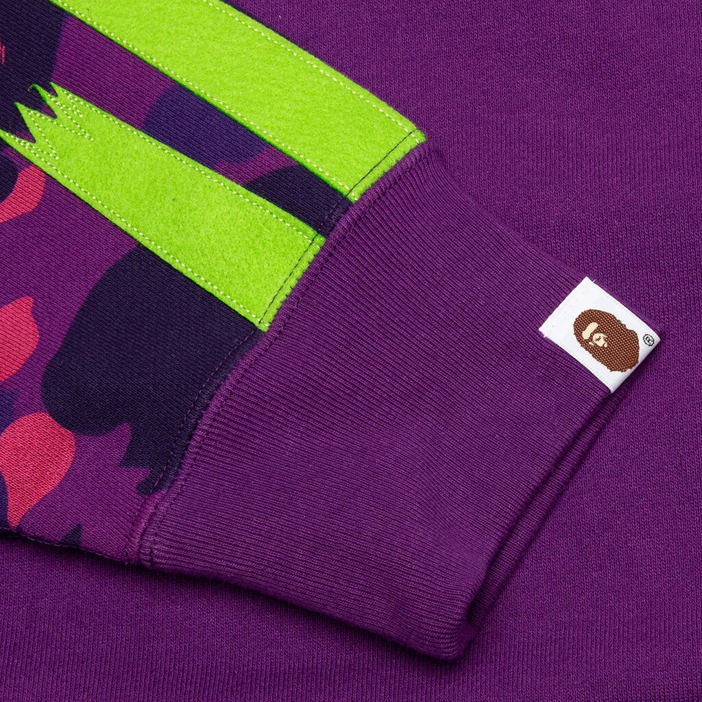 Color Camo Panda Full Zip Hoodie Purple