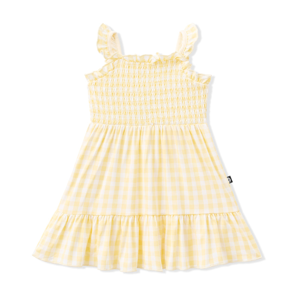 Smocked Dress in Gingham Chamomile