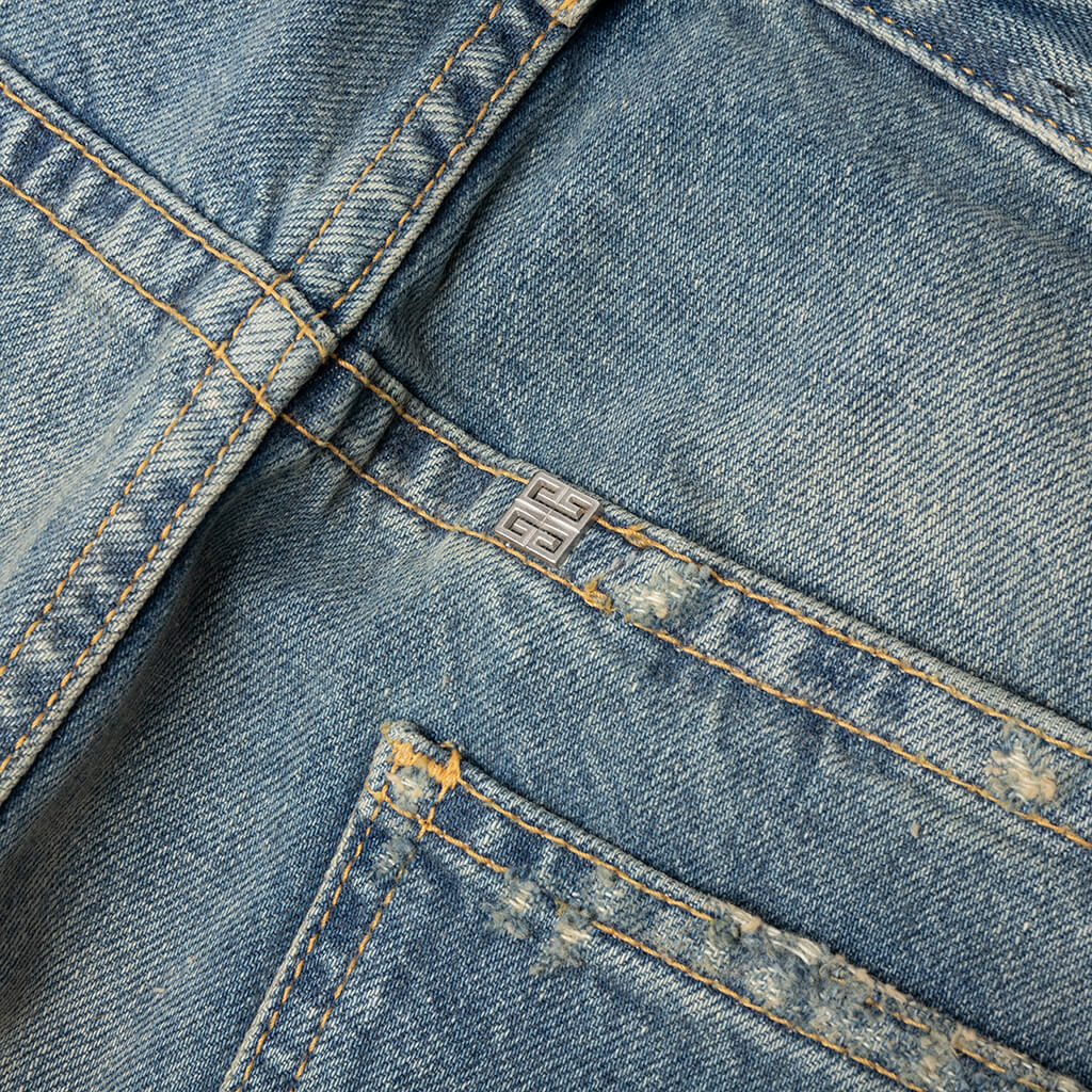 Unpicked Hem Straight Fit Pant Medium Blue