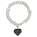 Heart Silver Bracelet Black