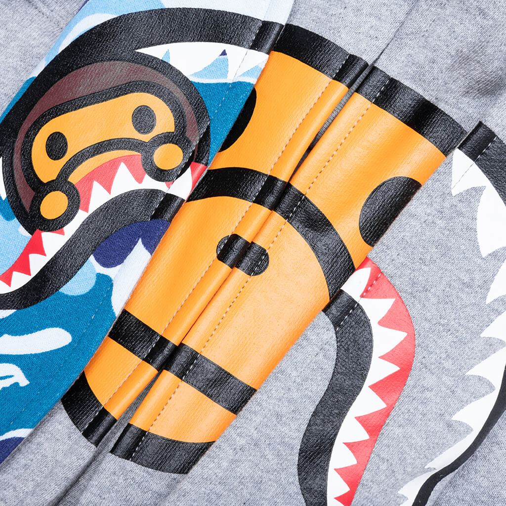 Kids Milo Shark Zip Double Hoodie Gray