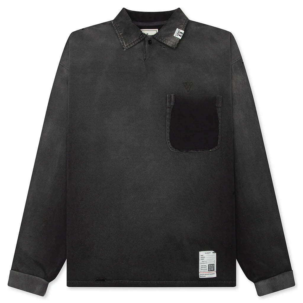 Sun Faded L S Polo Black