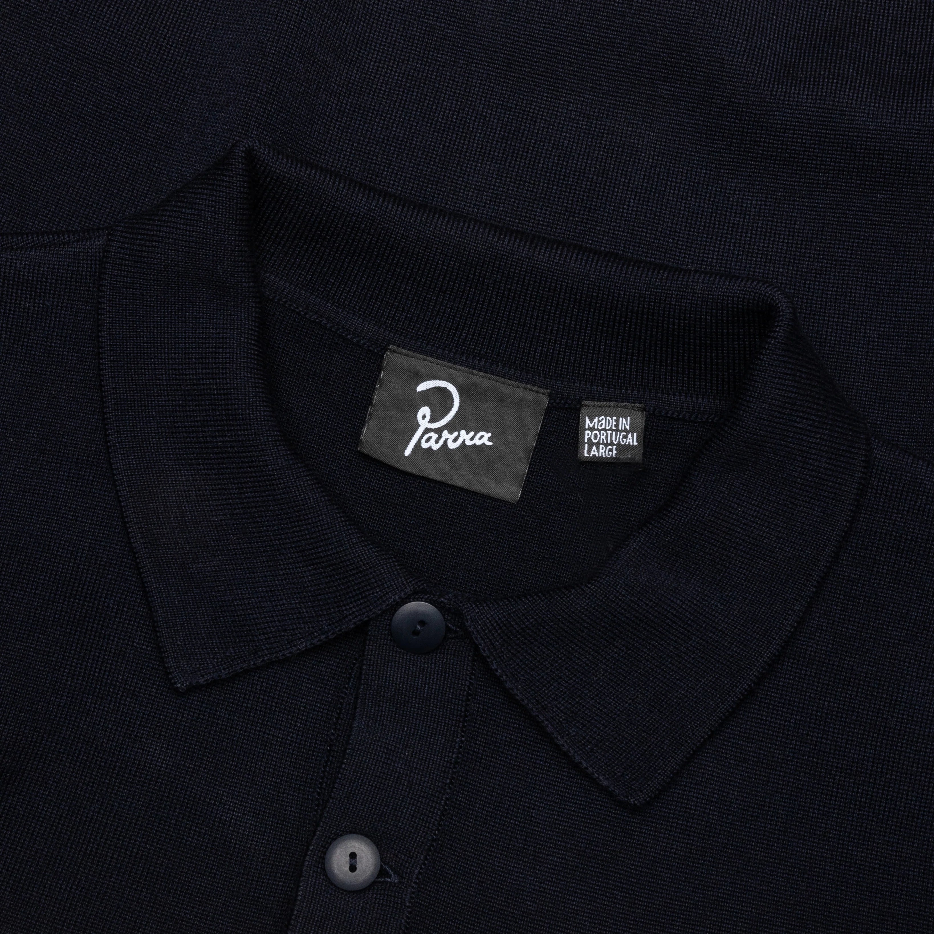 Flower Blob Knitted Polo Shirt Midnight Blue