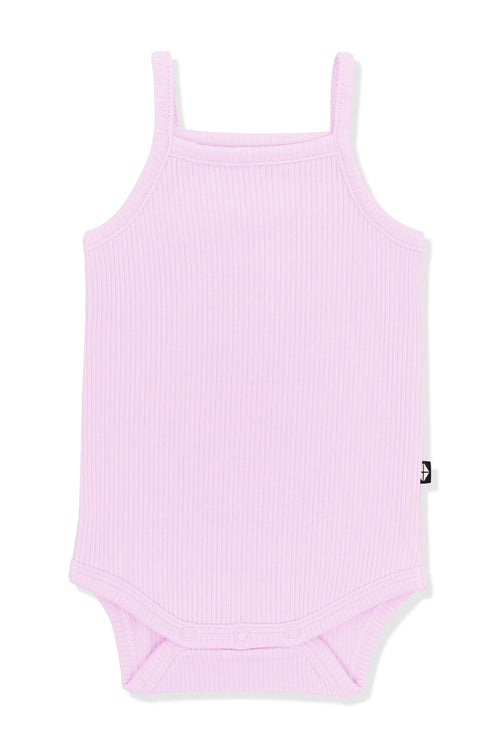 Ribbed Spaghetti Strap Bodysuit in Thistle