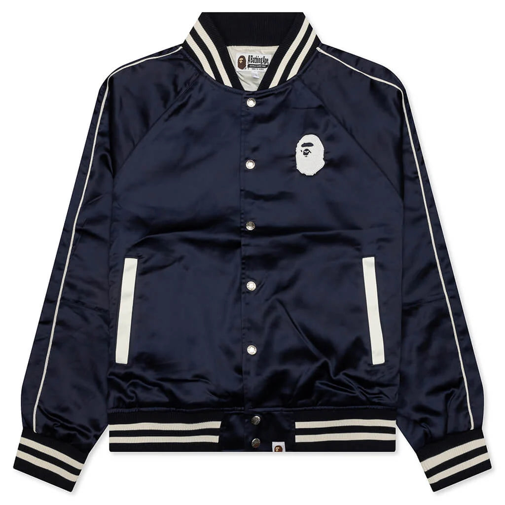 A Bathing Ape Nylon Varsity Jacket Navy