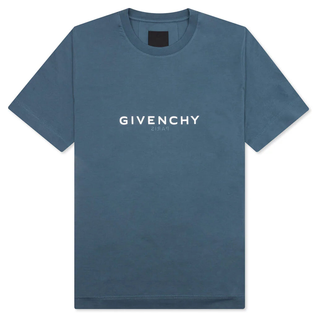 Slim Fit Reverse Print T Shirt Military Blue