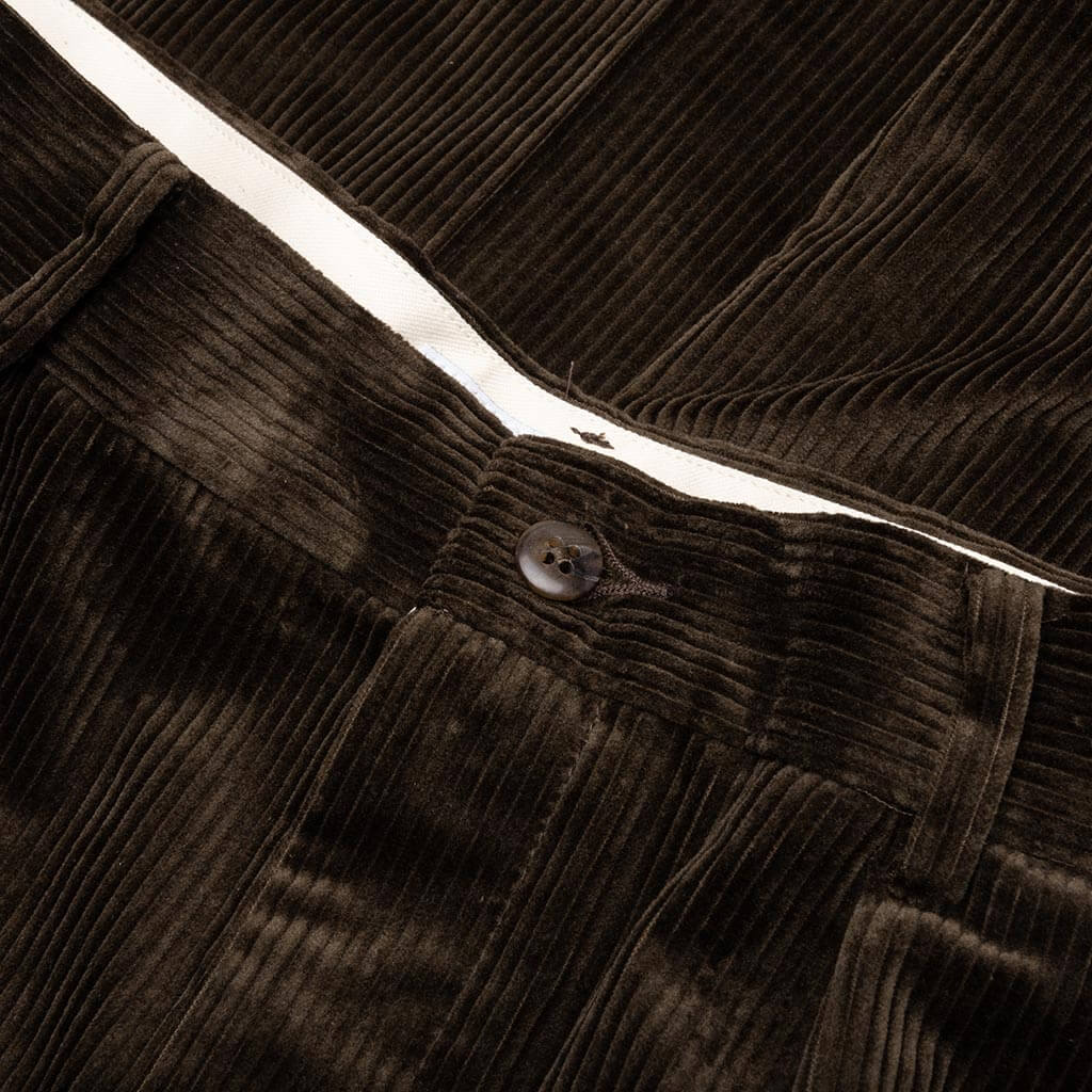 Double Pleated Corduroy Trousers Brown