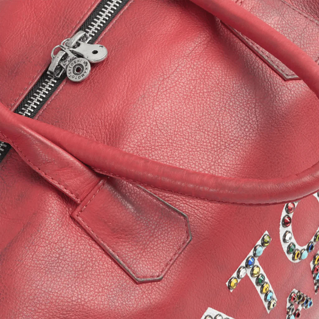 Studded Weekender Bag Red