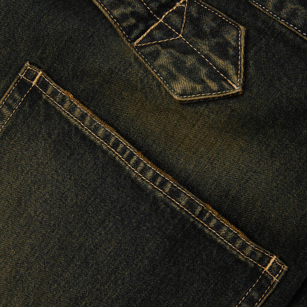 Sweat Pants Combined Denim Pants Indigo