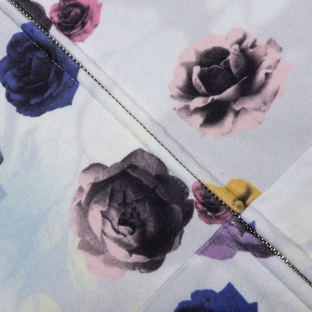 Floral Camo Shark Relaxed Fit Full Zip Hoodie Ivory