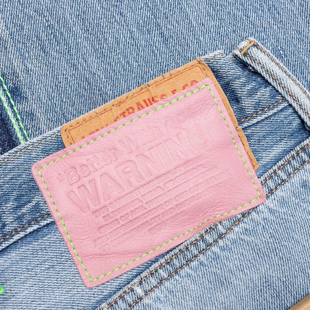 Sham Hand Beaded Double Wide Denim Indigo