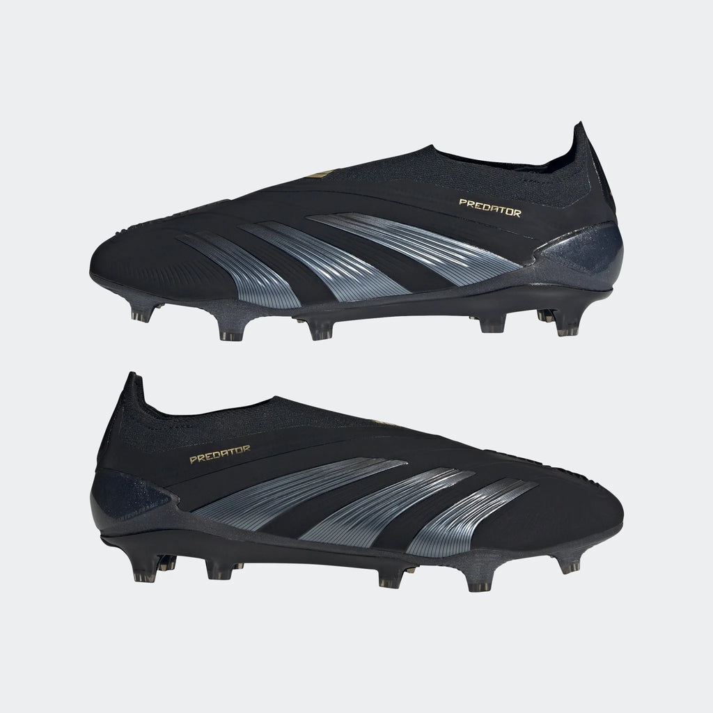 adidas Predator Elite Laceless FG Laceless Firm Ground Soccer Cleats Black Carbon Gold Metallic
