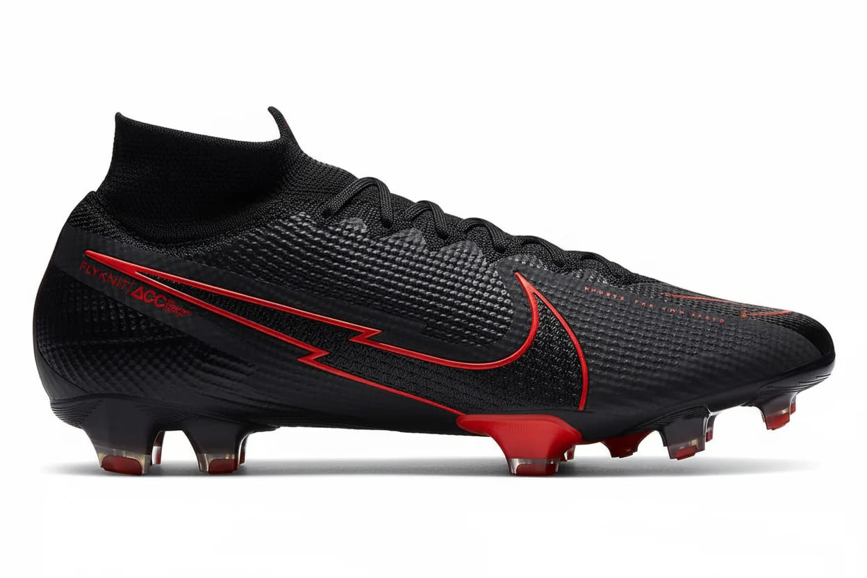 Nike Mercurial Superfly 7 Elite FG Firm Ground Mens Soccer Cleats Black Chile Red Dark Smoke Grey