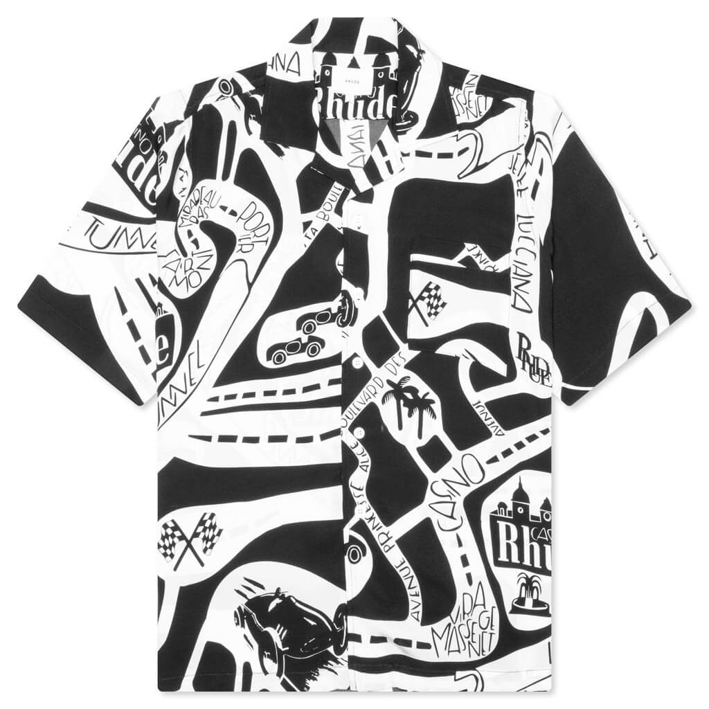 Strada Silk Shirt Black White