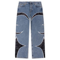 Leather Washing Denim Pants Blue