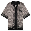 Short Sleeve Button Down Shirt Black Ecru
