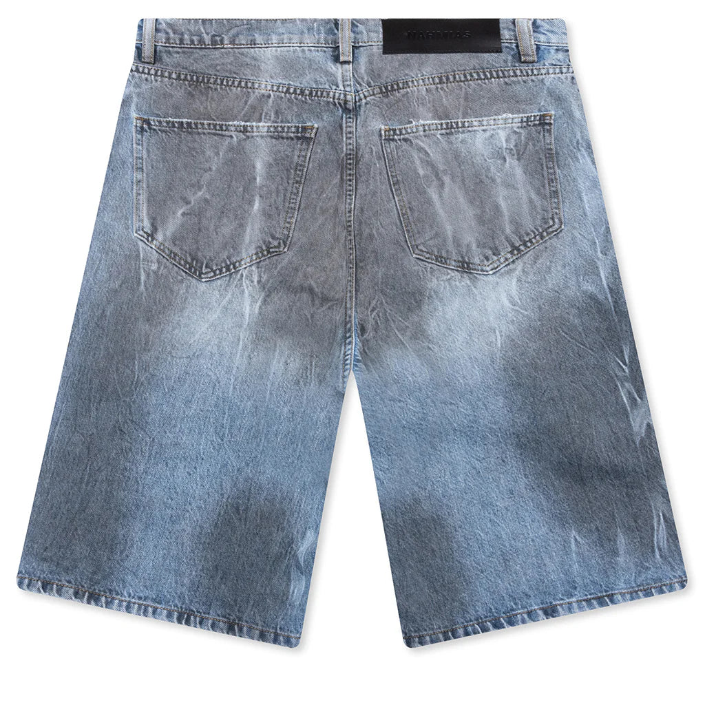 Thrashed Baggy 5 Pocket Shorts Light Wash