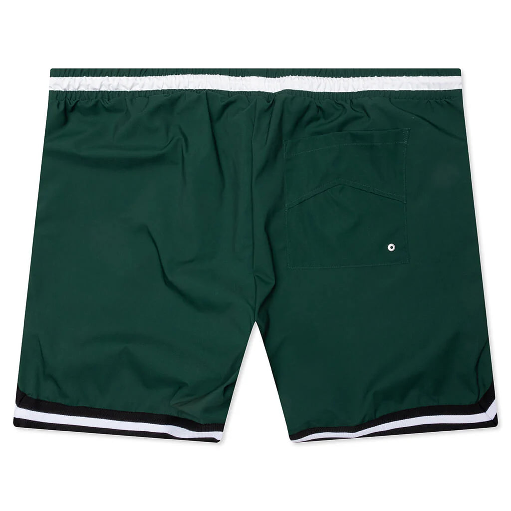 Logo Basketball Swim Short Forest Green Black White
