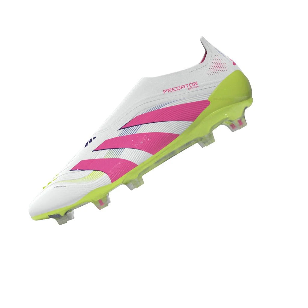 adidas Predator Elite Laceless FG Laceless Firm Ground Soccer Cleats White Lucid Pink Lucid Lemon